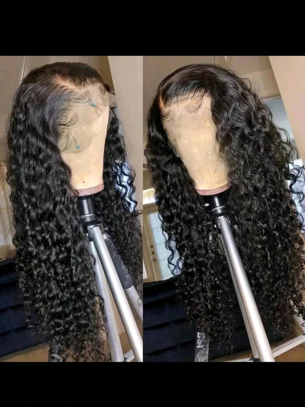 Black Curly Lace Front Wig – Natural Deep Wave Hair 22 INCHES